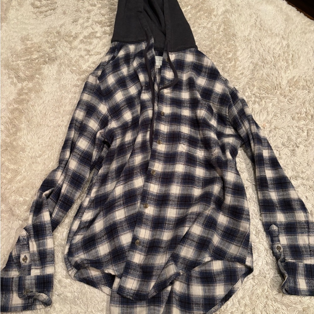 Plaid Button-Up Hoodie